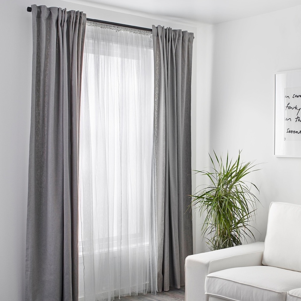 Set of 6 - Pair IKEA LILL Sheer Curtains White Mesh - Picture 5 of 7